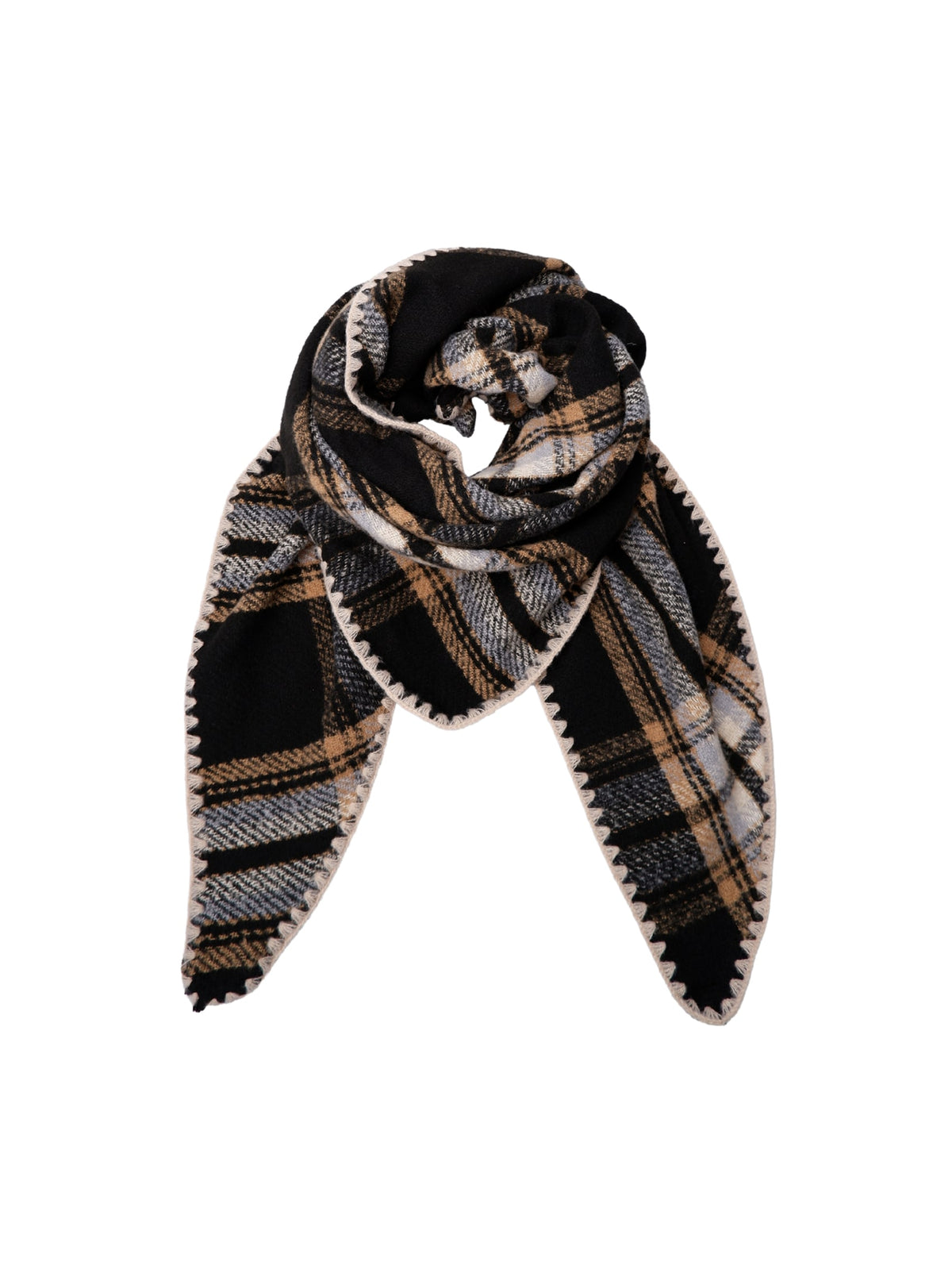 BCLEONI chequered scarf - Black - Black Colour