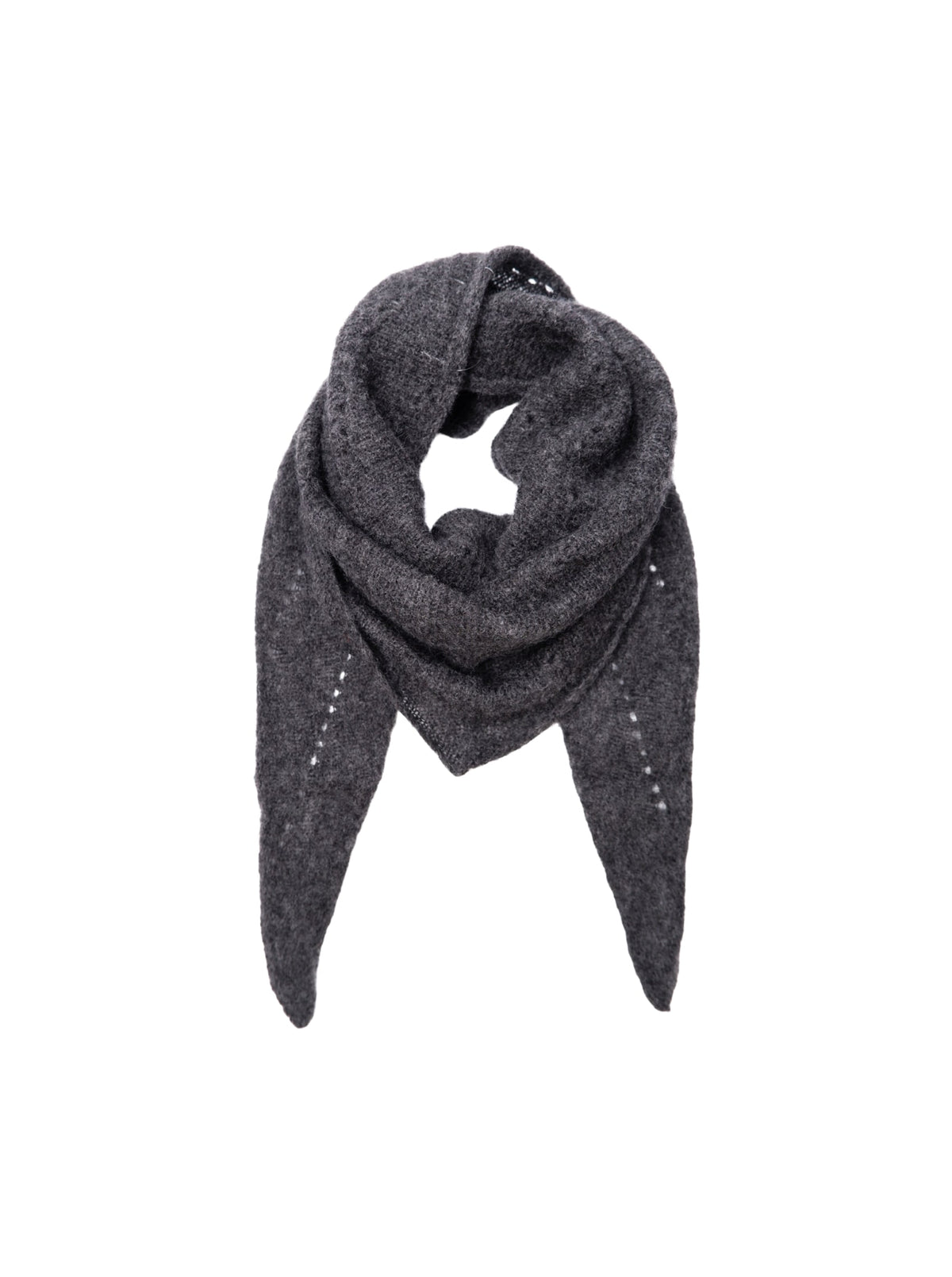 BCDELL knitted mini scarf - Dk. Grey Melange - Black Colour