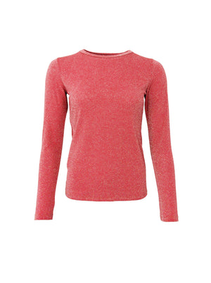 BCFAYE Lurex Blouse - Coral Red