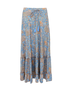 BCLUNA maxi frill skirt - Golden Aqua