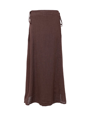 BCMELINA linen wrap skirt - Coffee