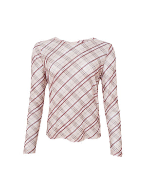 BCKAMMA mesh blouse - Beige Tartan