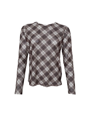 BCKAMMA mesh blouse - Brown Tartan