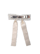 BCPEARL bow beaded barette - White - Black Colour