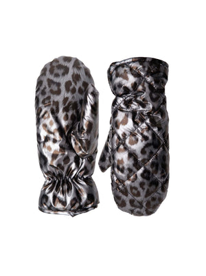 BCNADINA quilted leopard print mittens - Gun Metal Leopard