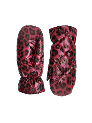 BCNADINA quilted leopard mittens - Wine