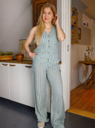 BCMELINA wide linen pant - Safari Green - Black Colour